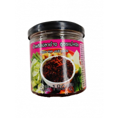 น้ำพริกปลาย่างสูตรแม่หนิง180 กรัม 남픽 로스트 피쉬 칠리 페이스트 핑크색 180g
